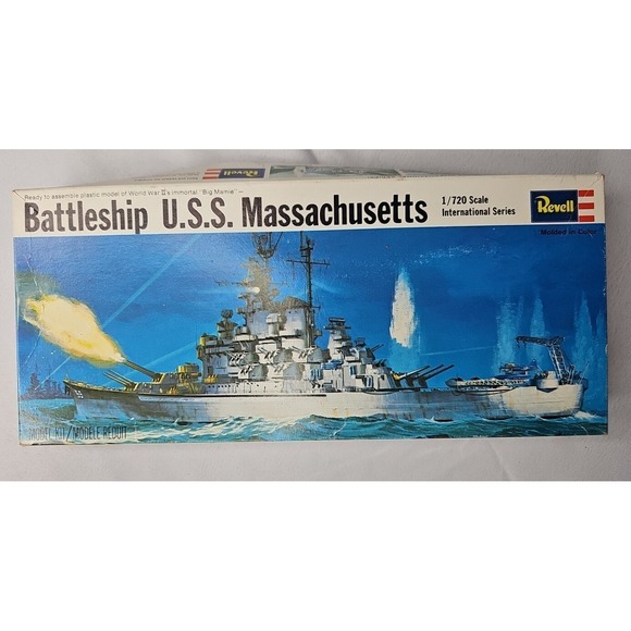 Revell Other - Battleship USS Massachusetts Revell H485 1/720 Scale 1969 VTG Never Assembled